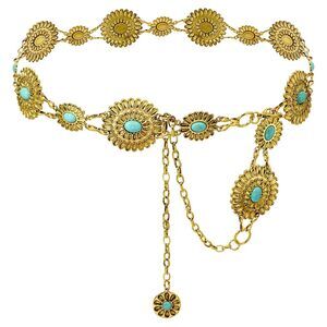 4135 Women's Concho Chain Belt Western Cowgirl Metal Waist For Dress